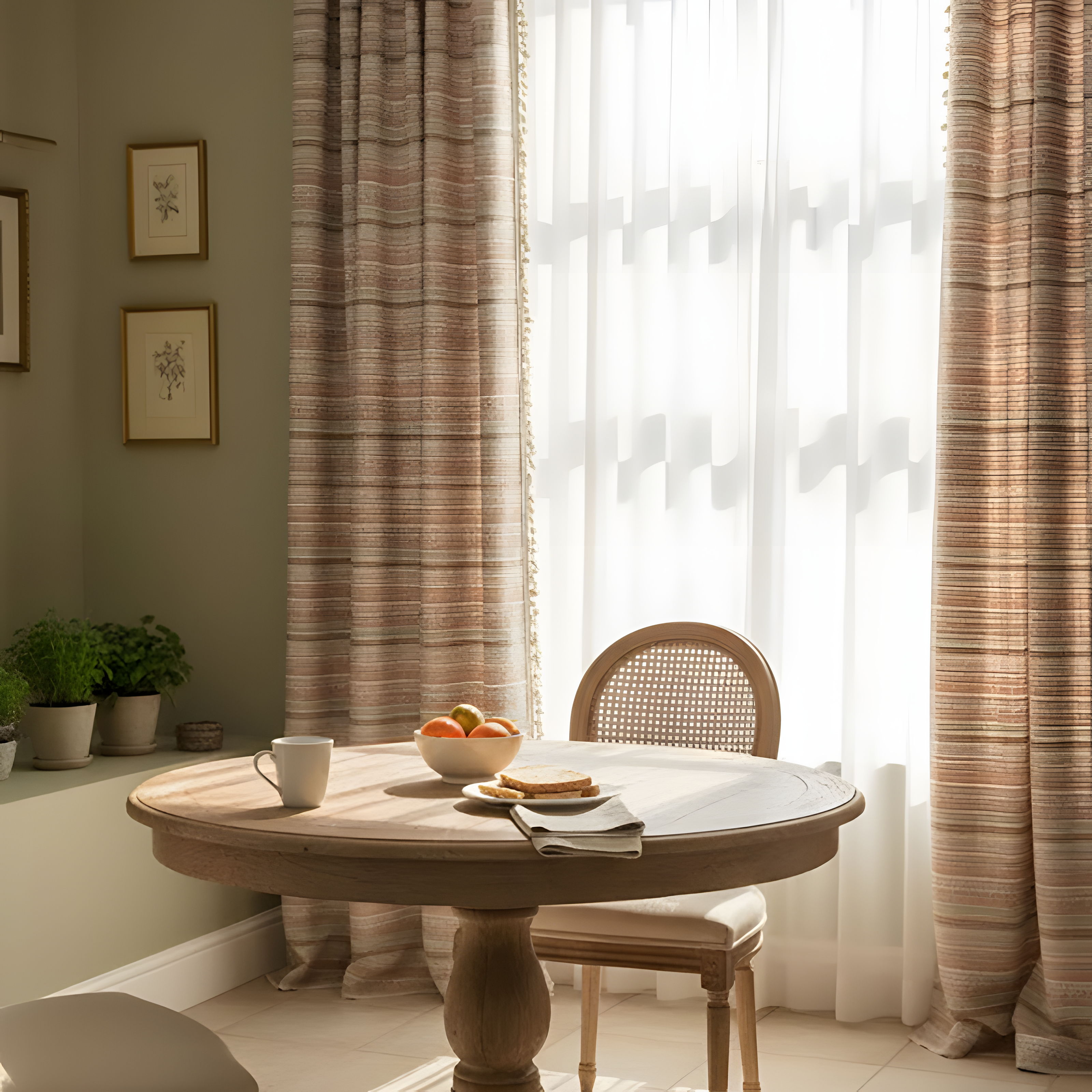 Woven Striped Vintage Curtains BCL-135