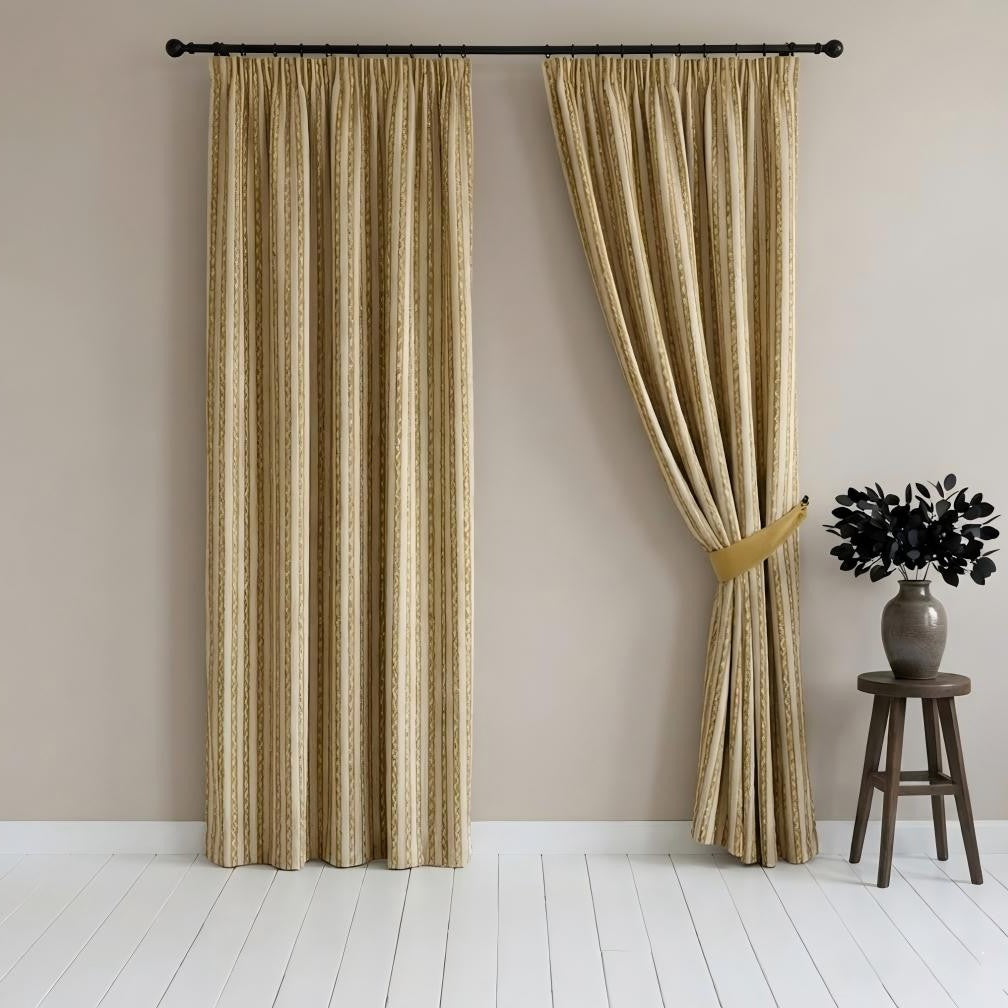 Vintage Gold Striped Curtains BCL-137