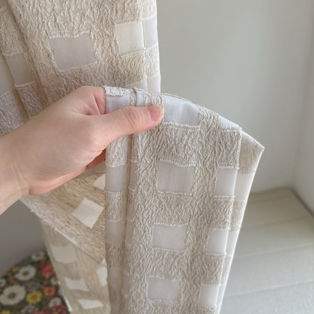 Rice Blossom Sheer Curtains with Light Filtering Privacy for Bedroom and Living Room in Country Style SL-108