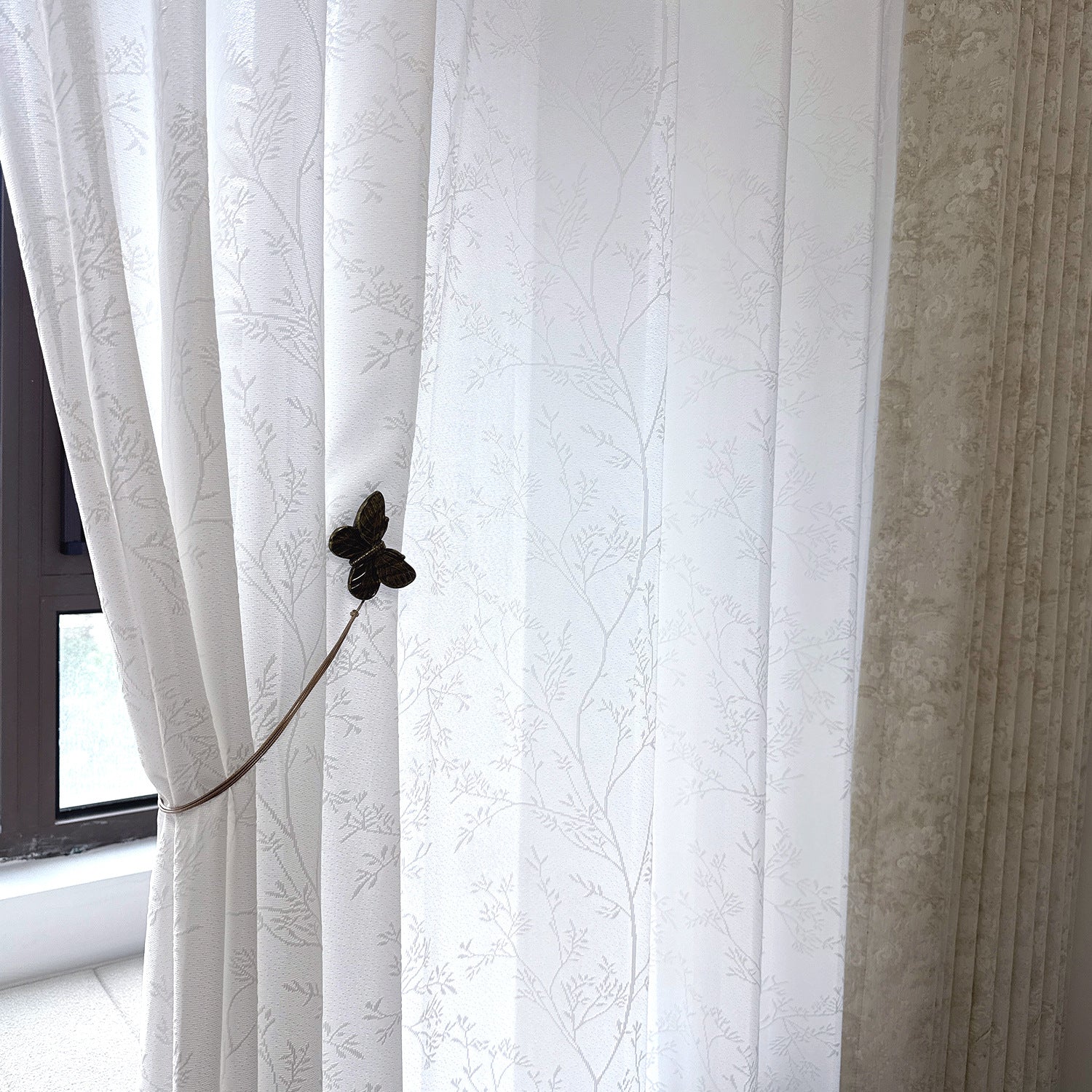 See Nan Zhi Mirror Sheer Curtains: Mid-Century Modern Elegance SL-118