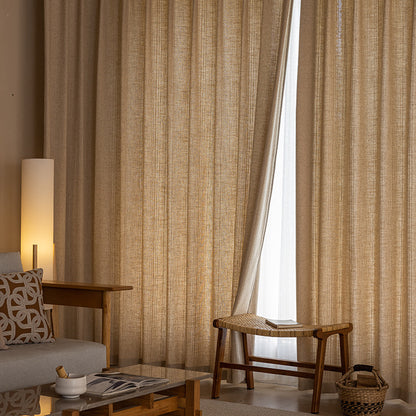Japanese Nordic Linen Curtains for Living Room - Natural Sheer Drapes SL-109