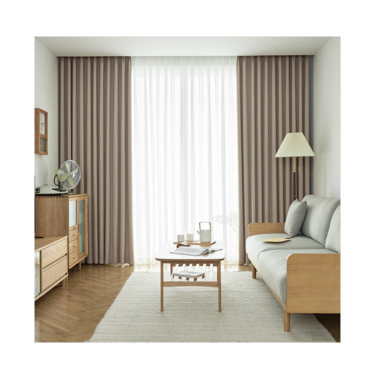 Chenille Herringbone Curtains in Chai Latte Color for Modern Minimalist Living Room and Bedroom BCL-107