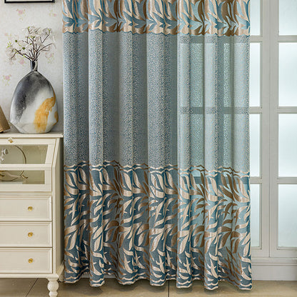 Blue Jacquard Curtains Elegant Openwork for Living/Bedroom BL-104