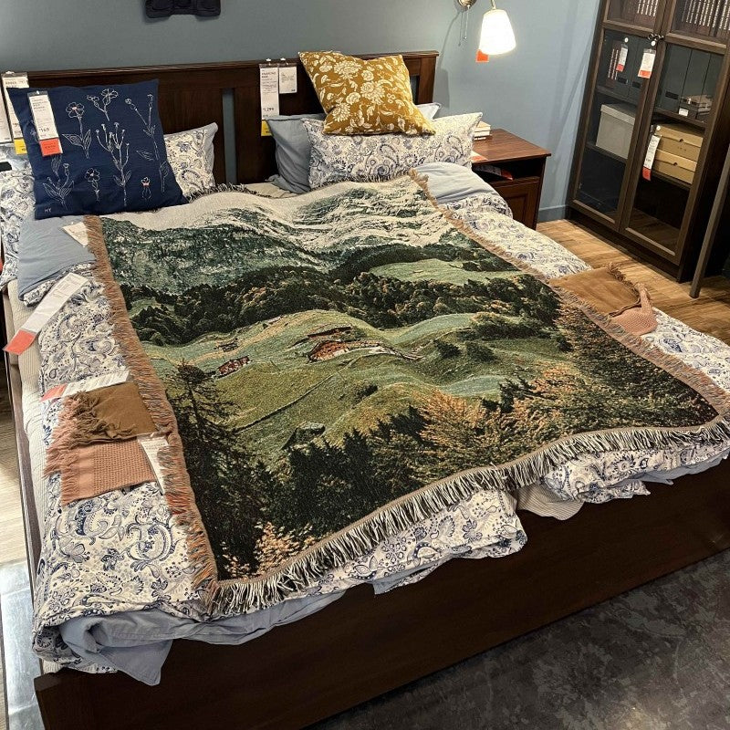 Multi-Purpose Cotton Woven Throw Blanket – Wall Tapestry, Sofa Throw, Picnic Mat &amp; Shawl BK-004