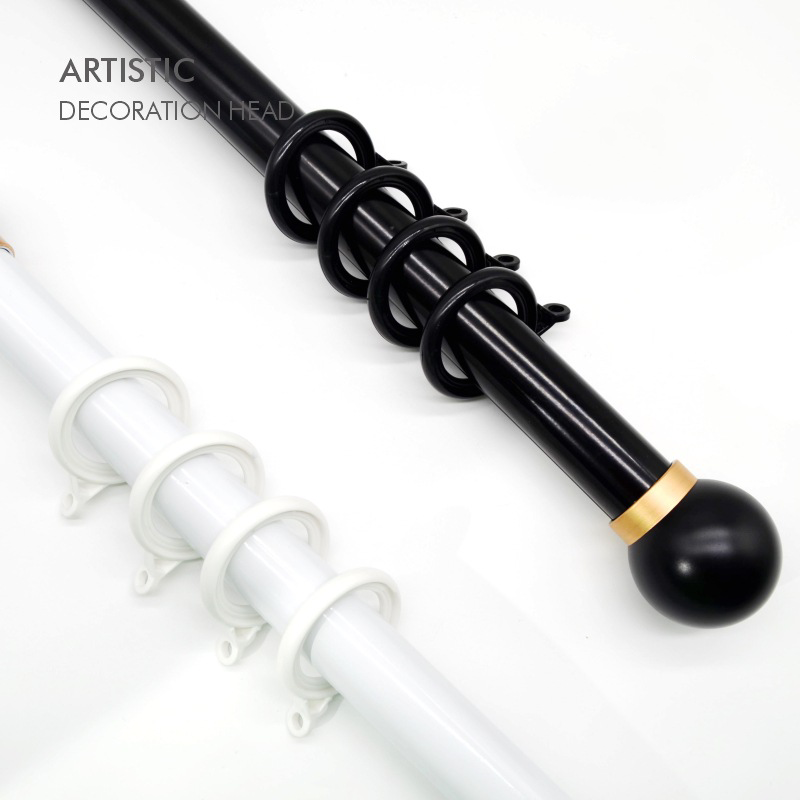 Curtain Rod Set - Heavy Duty Steel Alloy Single/Double Rail Silent Track CLPJ-104