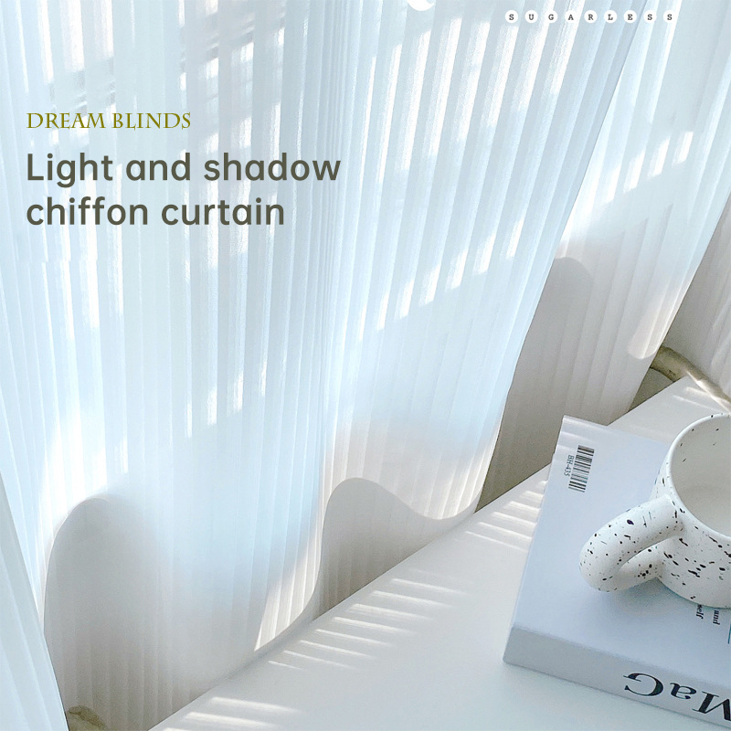 Vertical Striped Sheer Curtains with Dreamy Chiffon for Balcony and Windows SL-113