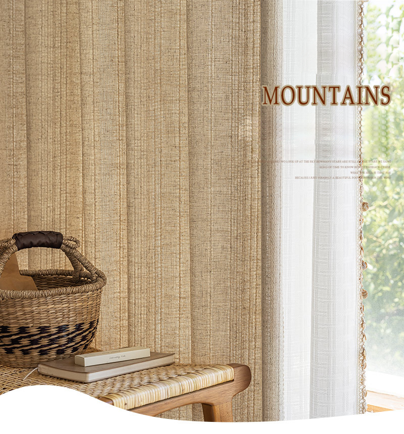 Japanese Nordic Linen Curtains for Living Room - Natural Sheer Drapes SL-109