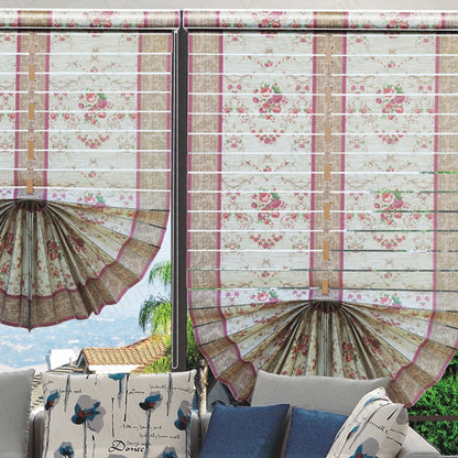 Embroidered Fan-Shaped Roman Shades – Sheer Fabric Roller Blinds with Venetian Style RML-001