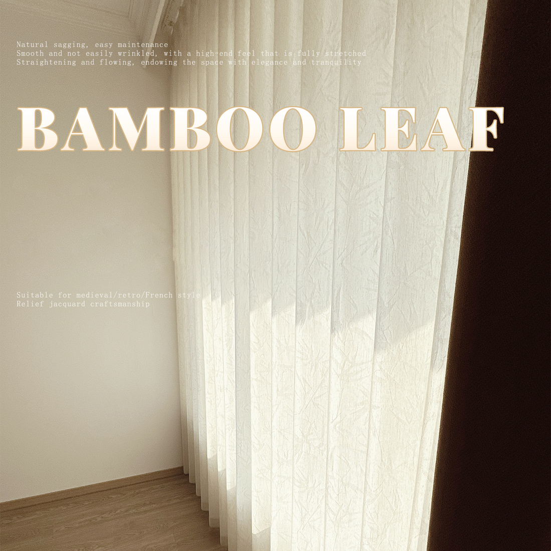 Bamboo Leaf Linen Sheer Curtains for Living Room with New Chinese Style SL-116