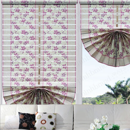 Embroidered Fan-Shaped Roman Shades – Sheer Fabric Roller Blinds with Venetian Style RML-001