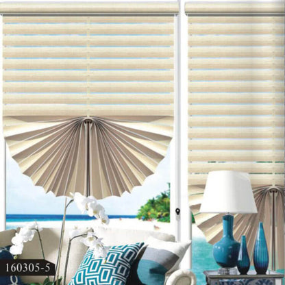 Embroidered Fan-Shaped Roman Shades – Sheer Fabric Roller Blinds with Venetian Style RML-001