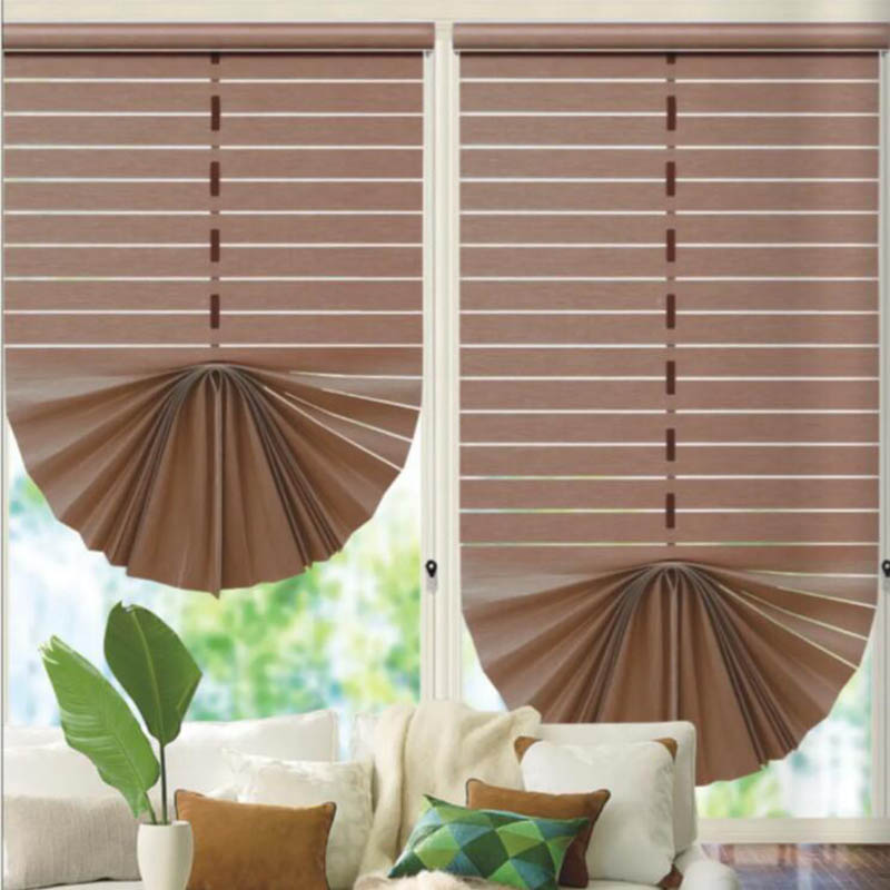 Embroidered Fan-Shaped Roman Shades – Sheer Fabric Roller Blinds with Venetian Style RML-001