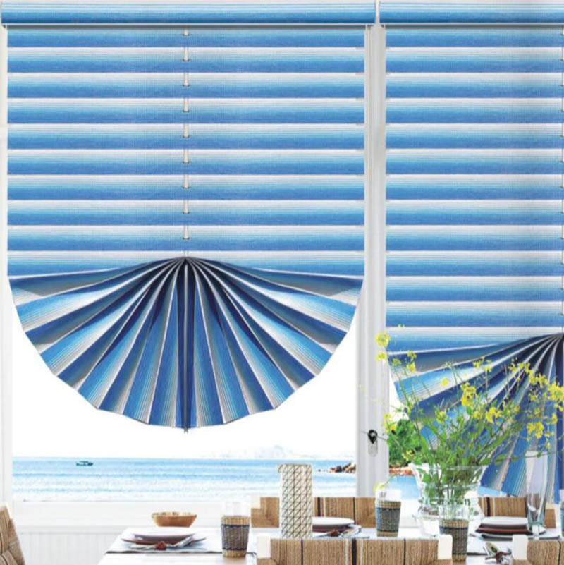 Embroidered Fan-Shaped Roman Shades – Sheer Fabric Roller Blinds with Venetian Style RML-001