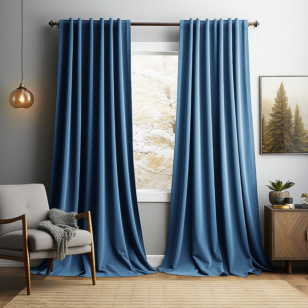 Solid Vintage Velvet Curtains – Modern Living Room, Bedroom &amp; Study Blackout Drapes BCL-121