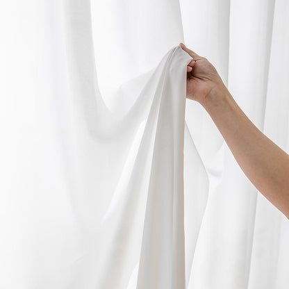 Solid Color Fiberglass Sheer Curtains for Living Room and Balcony, White SL-115
