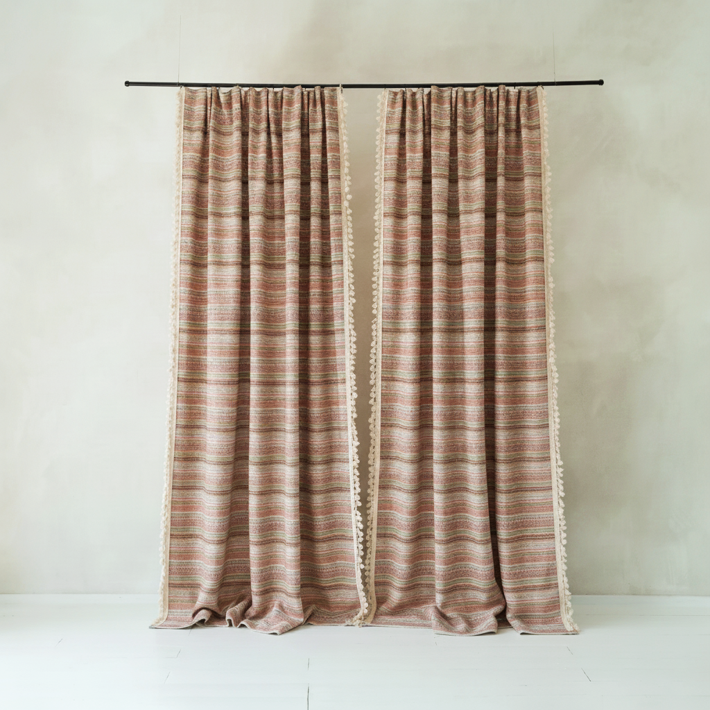 Woven Striped Vintage Curtains BCL-135