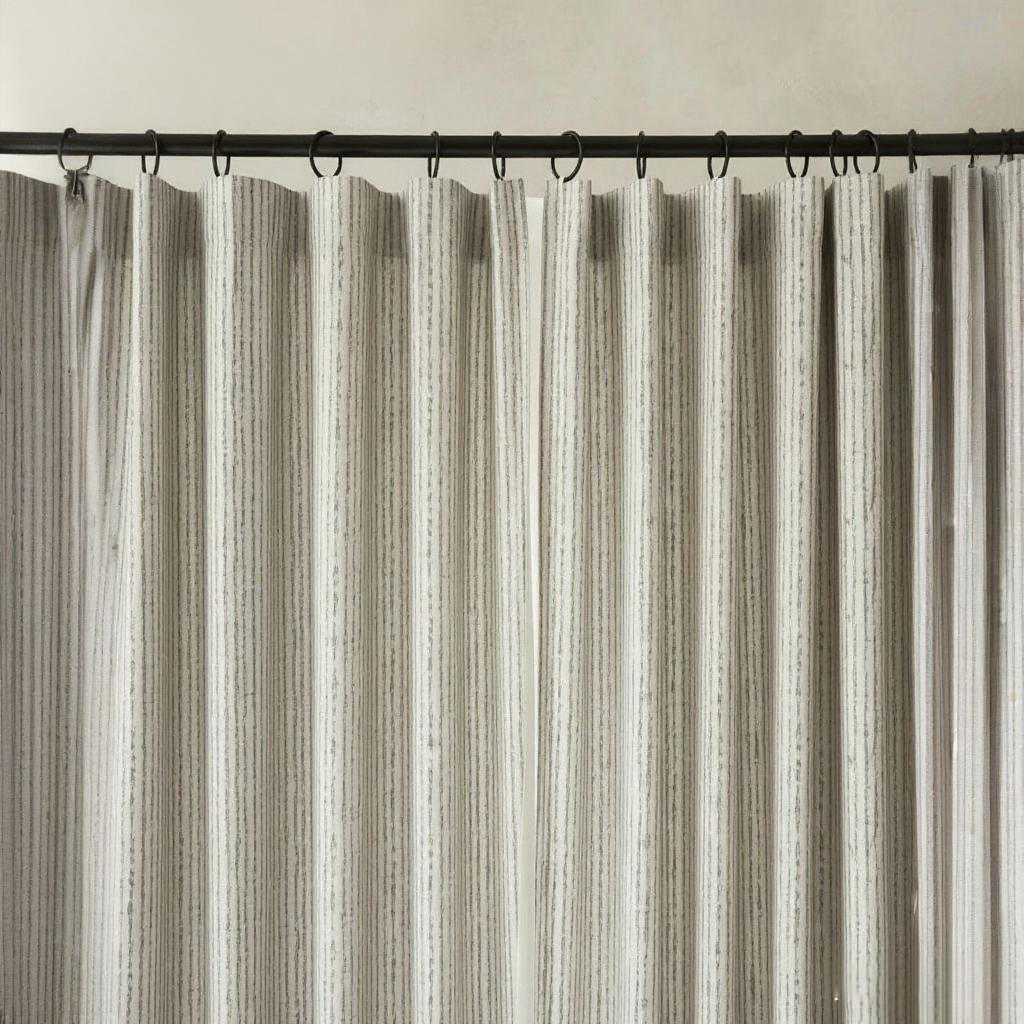Wabi-Sabi Black &amp; White Striped Curtains - Vintage Art Style Drapes Home BCL-128