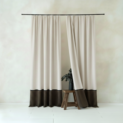 Muted Linen Blend Curtains - Vintage Old Money Style Panelled Drapes BCL-125