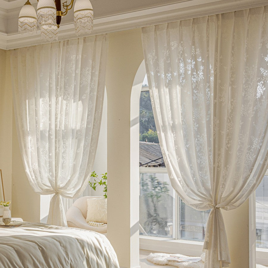 Butterfly Floral Sheer Curtains for Living Room with French Elegance SL-117