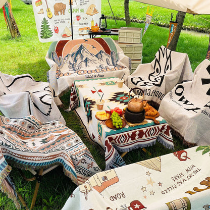 Boho Woven Outdoor Blanket – Multi-Purpose Throw for Camping, Picnic, Sofa &amp; Home Décor BK-005