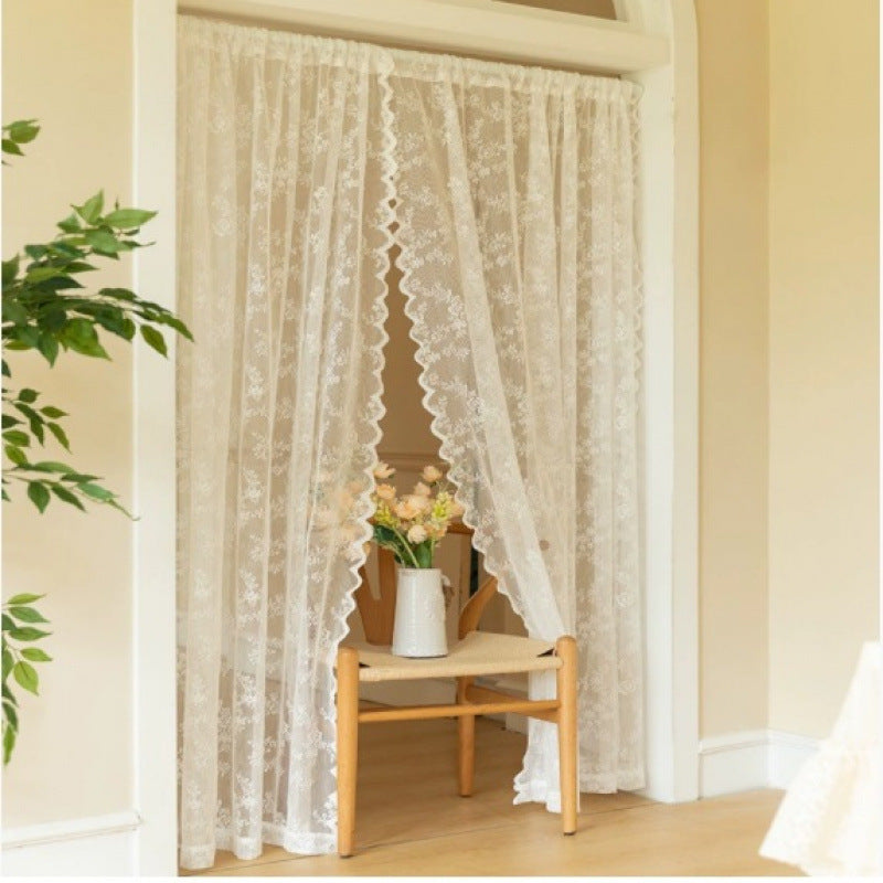 French Style White Lace Sheer Curtains with Grommets and Rod Pocket Design SL-105