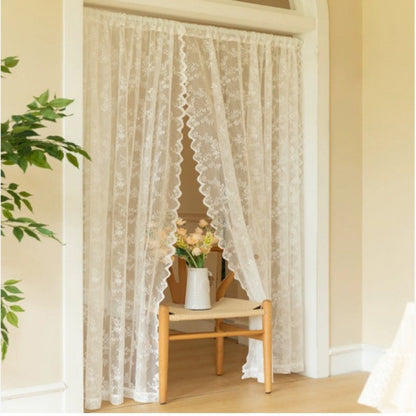French Style White Lace Sheer Curtains with Grommets and Rod Pocket Design SL-105