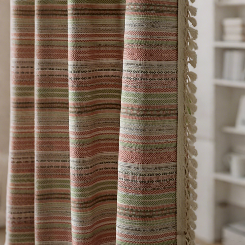 Woven Striped Vintage Curtains BCL-135
