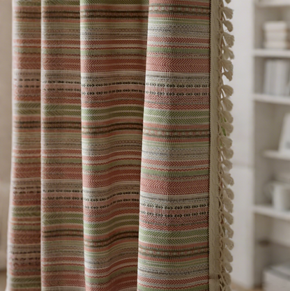 Woven Striped Vintage Curtains BCL-135