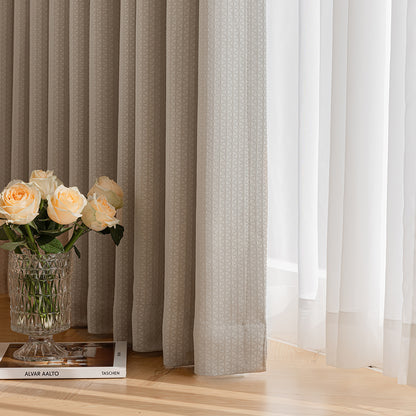 French Cream Vintage Chenille Embossed Jacquard Blackout Curtains for Bedroom BCL-113