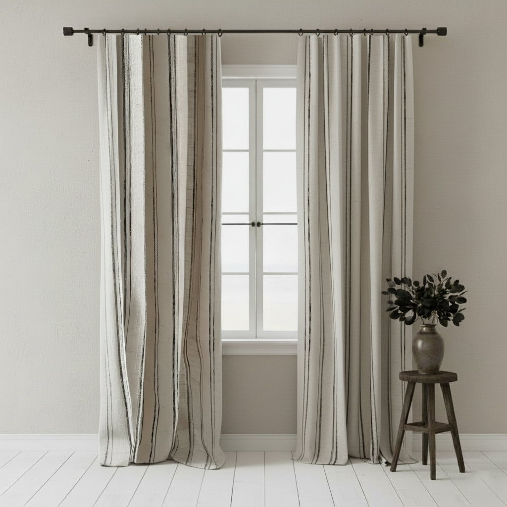 Mid-Century Striped Curtains - Retro Modern Style Drapes BCL-140