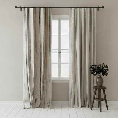 Mid-Century Striped Curtains - Retro Modern Style Drapes BCL-140