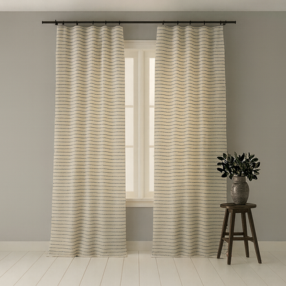 Light Blue Striped Curtains Soft Tone Window Treatments BCL-136