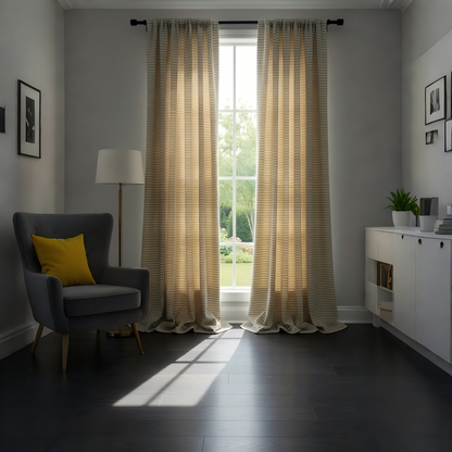 Light Blue Striped Curtains Soft Tone Window Treatments BCL-136