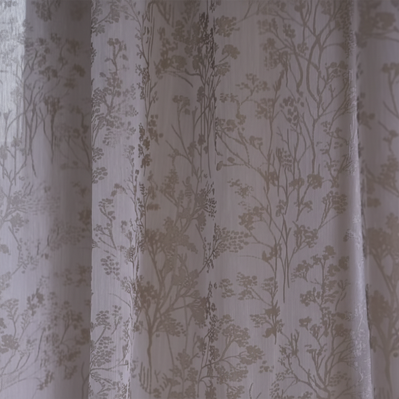 Morandi Grey Purple Sheer Curtains - Vintage Hand-Painted Art Voile SL-126