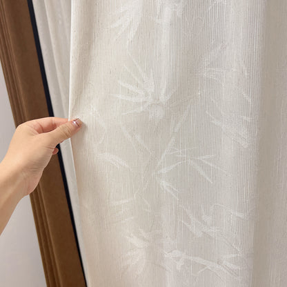 Bamboo Leaf Linen Sheer Curtains for Living Room with New Chinese Style SL-116
