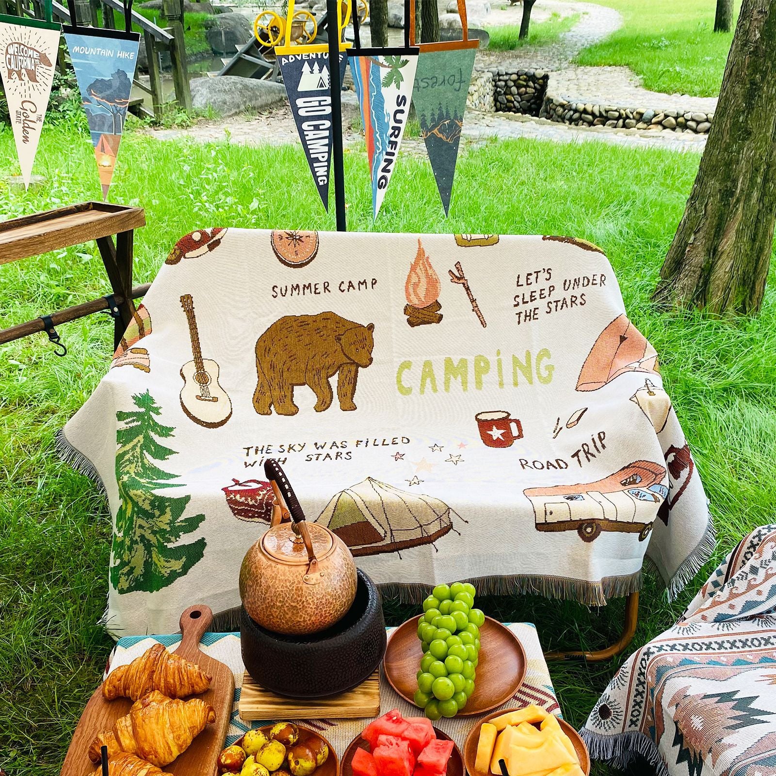 Boho Woven Outdoor Blanket – Multi-Purpose Throw for Camping, Picnic, Sofa &amp; Home Décor BK-005