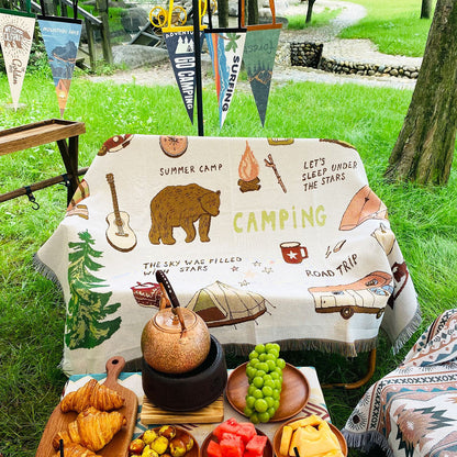 Boho Woven Outdoor Blanket – Multi-Purpose Throw for Camping, Picnic, Sofa &amp; Home Décor BK-005