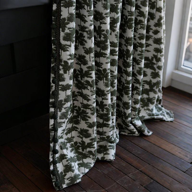 Leaf Pattern Curtains Botanical Design Window Treatments BCL-138