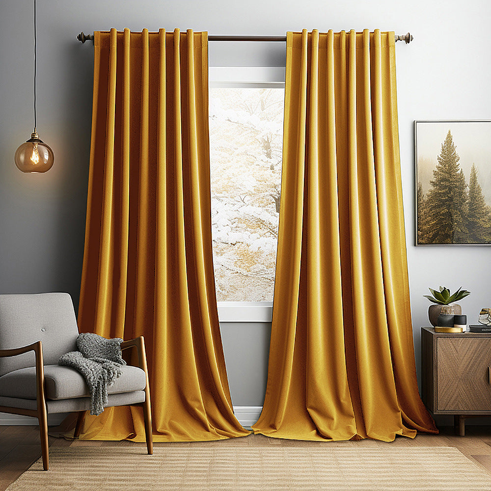 Solid Vintage Velvet Curtains – Modern Living Room, Bedroom &amp; Study Blackout Drapes BCL-121