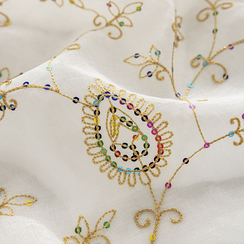 Embroidered Voile Curtains Colorful Floral for Living/Bedroom SL-103