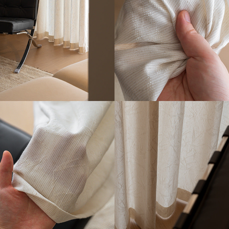 Bamboo Leaf Linen Sheer Curtains for Living Room with New Chinese Style SL-116