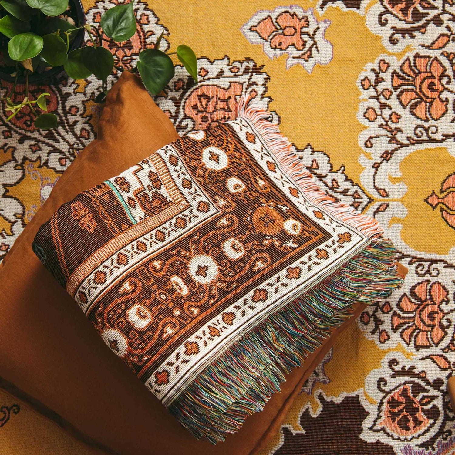 Boho Tribal Woven Blanket – Multi-Purpose Throw for Camping, Picnic, Sofa &amp; Home Décor BK-006