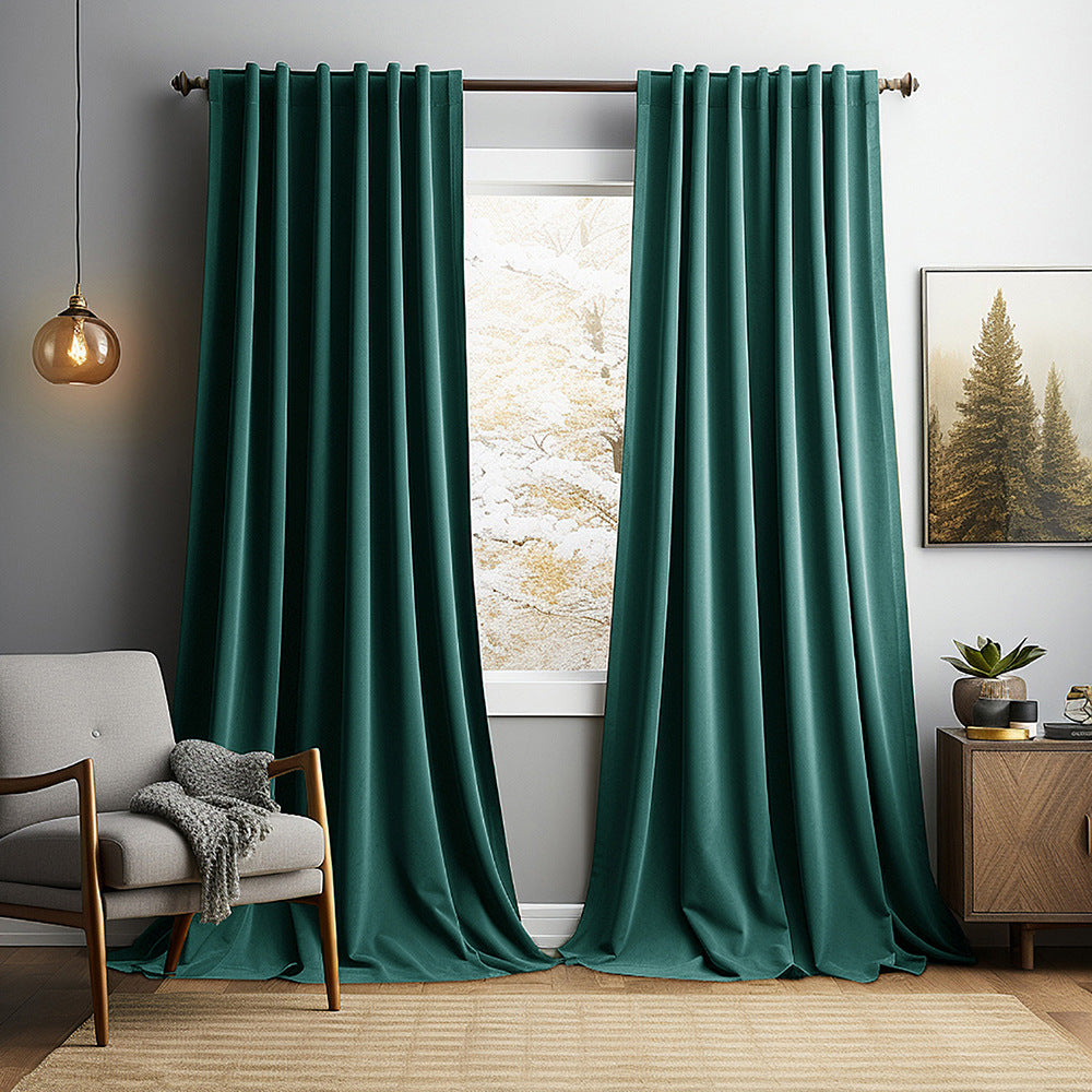 Solid Vintage Velvet Curtains – Modern Living Room, Bedroom &amp; Study Blackout Drapes BCL-121