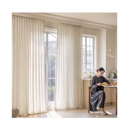 French Style Sheer Curtains with Leaf Print for Living Room and Balcony SL-111