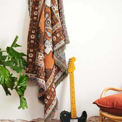 Boho Tribal Woven Blanket – Multi-Purpose Throw for Camping, Picnic, Sofa &amp; Home Décor BK-006