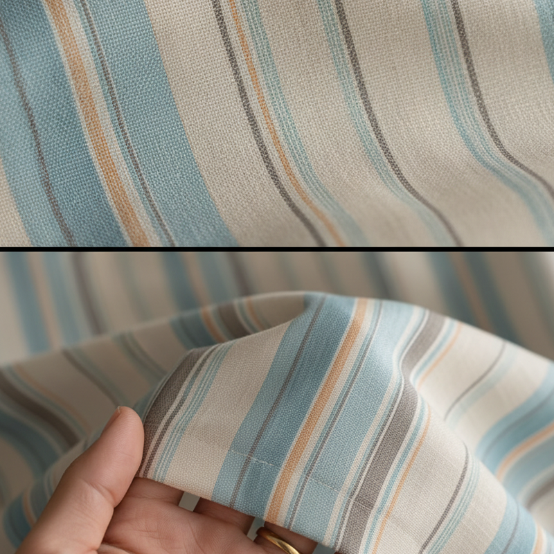 Muted Blue Striped Curtains - Soft Morandi Tone Drapes for Calm Spaces BCL-123