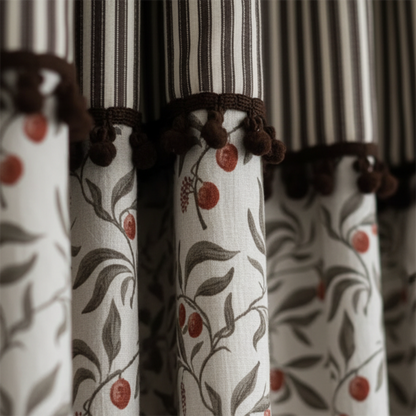 Striped Vintage Curtains - Classic Retro Drapes Home BCL-133