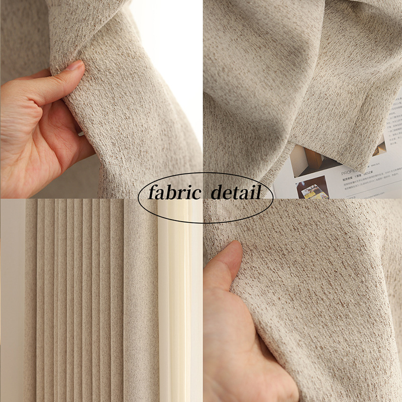 New High-Performance Cream Vintage Chenille Linen Blackout Curtains for Bedroom and Living Room BCL-119