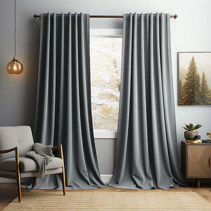 Solid Vintage Velvet Curtains – Modern Living Room, Bedroom &amp; Study Blackout Drapes BCL-121