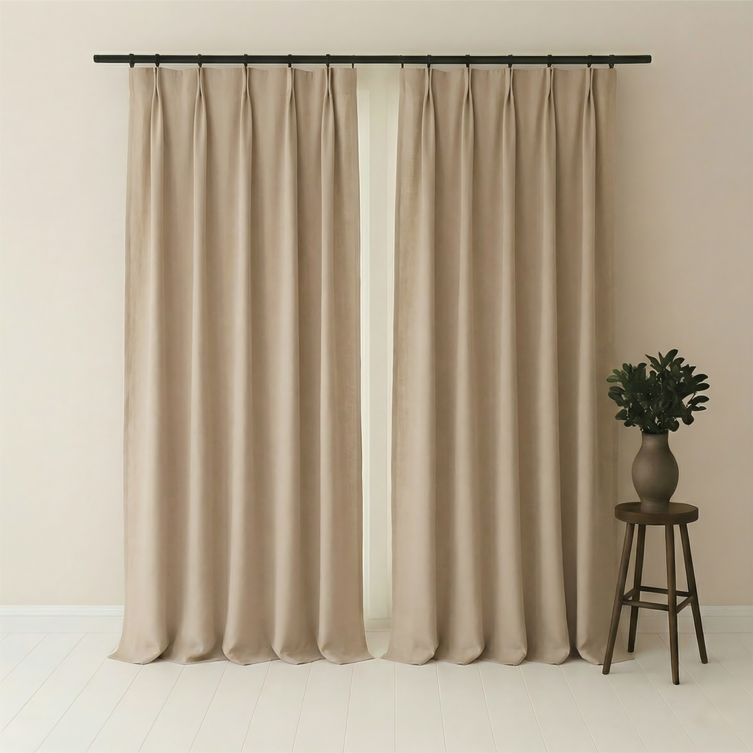Chenille Fabric Cream Style Minimalist Blackout Curtains for Living Room and Bedroom BCL-106